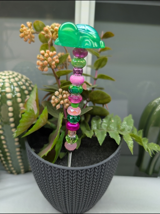 Other - Beaded Fairy Wand/Plant/Garden Stake W/Resin Turtle Topper 🐢